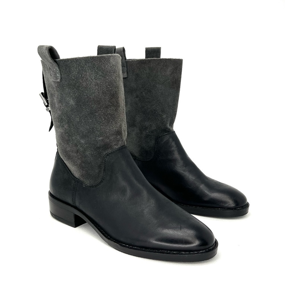New Sole Society Jaclyn Ankle/Mid-Calf Boots Size 6 Gray Black Suede Leather
